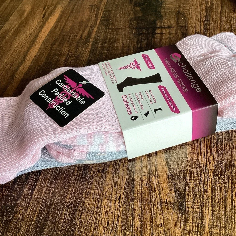 Women's Challenge Wellness‎ Non-Binding Crew Socks Diabetes Edema Neuropathy 5-9